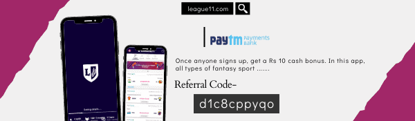 League11 fantasy app interface and Referral Code.