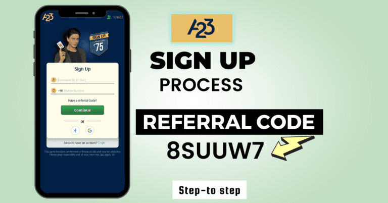 A23 Games Sign-up Process [using Referral code].