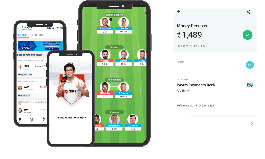 Home Interface of Paytm First Games and withdraw proof